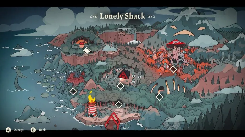 Lonely Shack on the Map in Cult of the Lamb