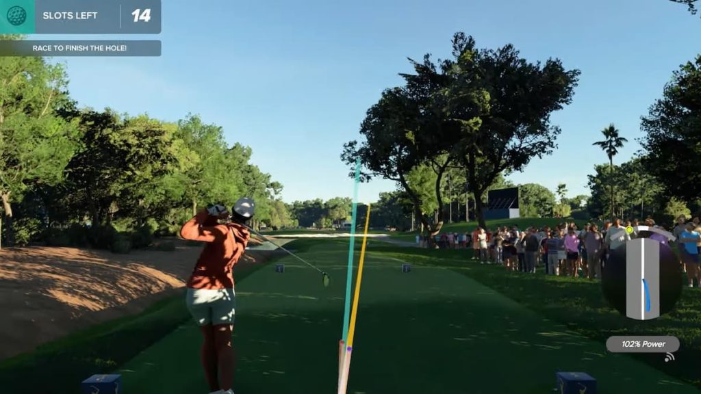 A player trying to hit a swing shot 