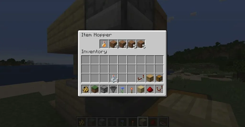 Setting up hopper in Minecraft