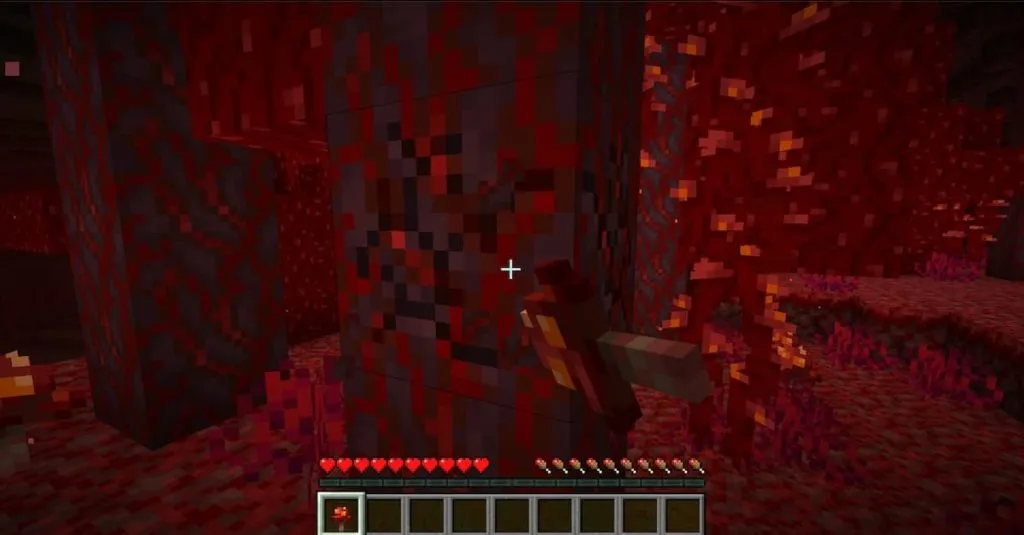 breaking crimson tree in minecraft