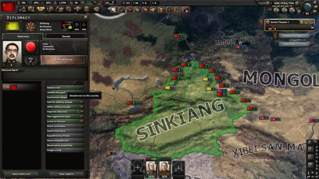 china declare war in Hearts of iron 4