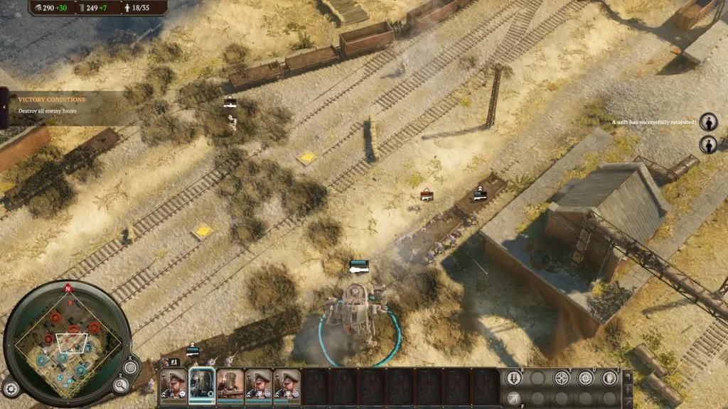 mech and infantry in Iron Harvest