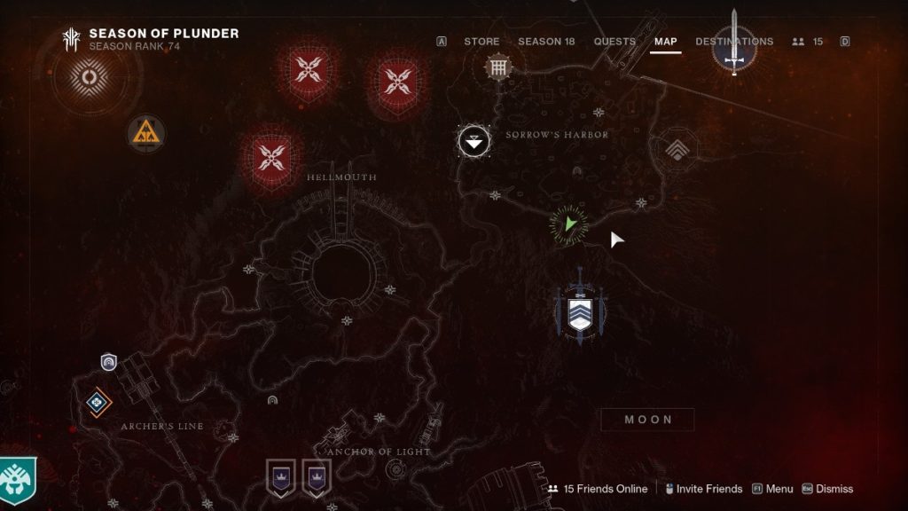 Vex kills farm Destiny 2 - Lunar Battleground location on map. 