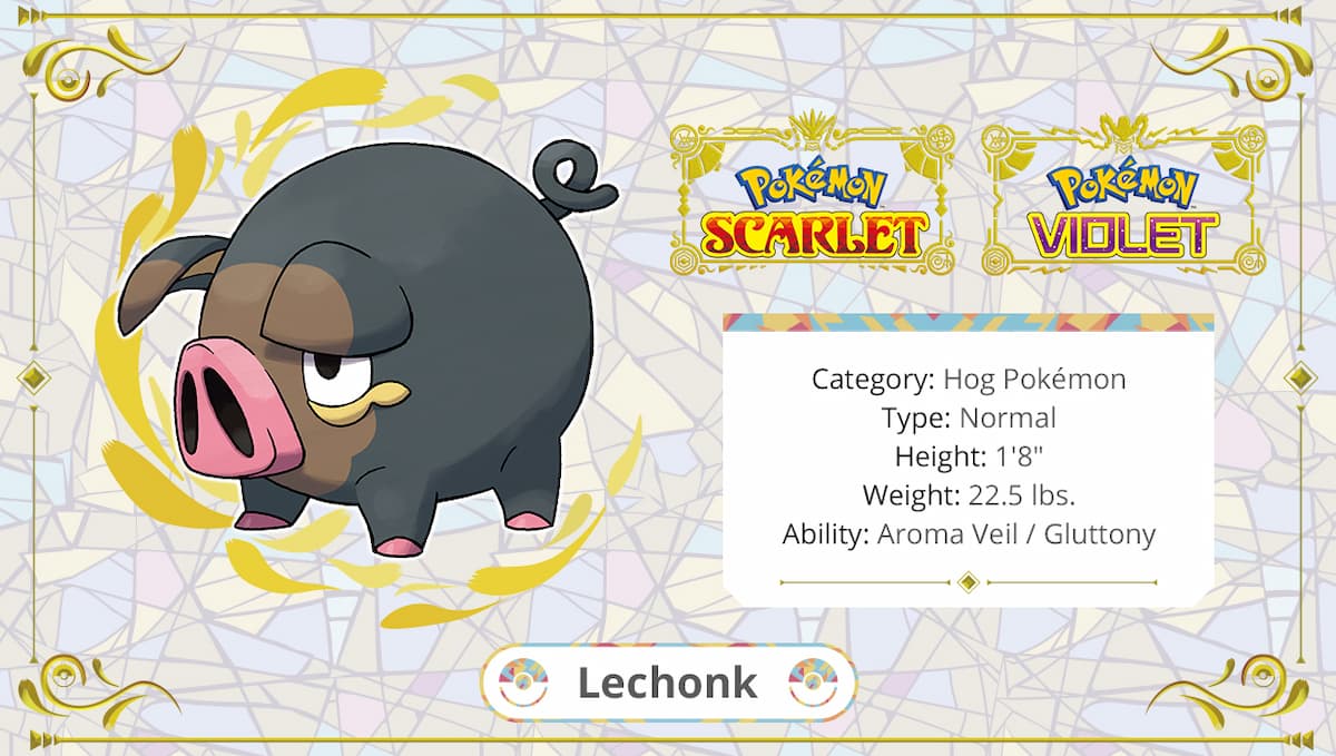 Lechonk offical data for Pokemon Scarlet and Violet