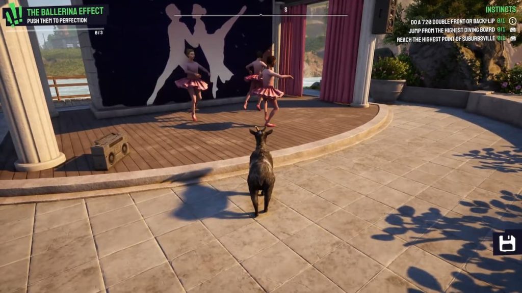 Goat standing in front of Ballerinas.