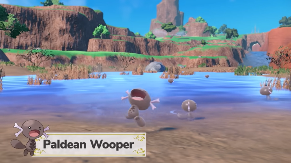 Happy Paldean Wooper in Pokemon Scarlet and Violet