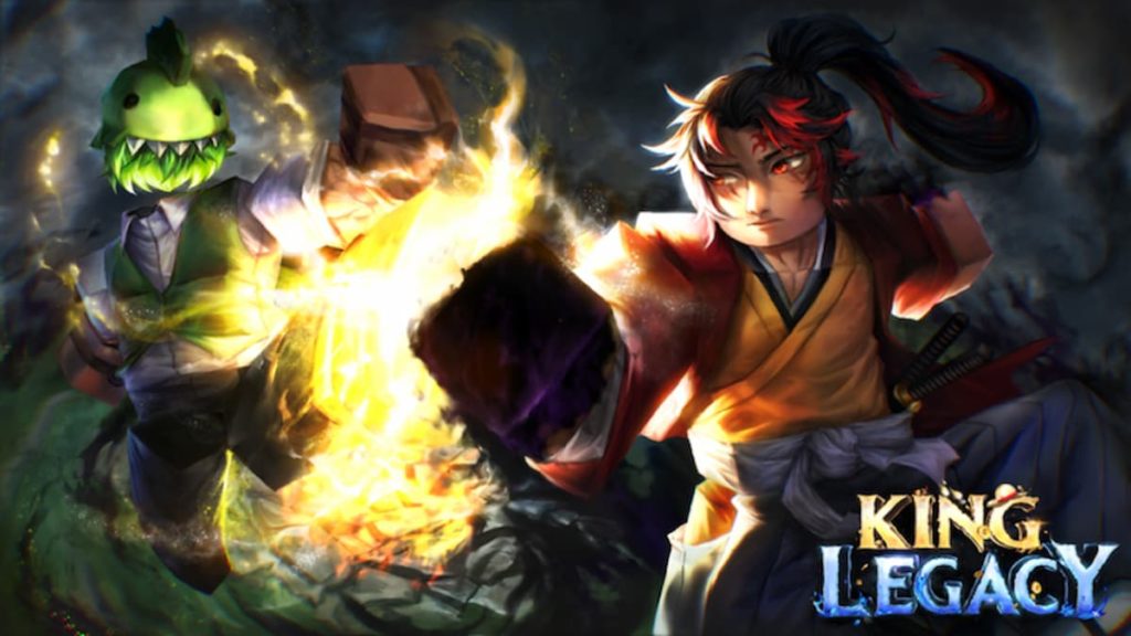 King Legacy game cover image with a character and an enemy in the background.