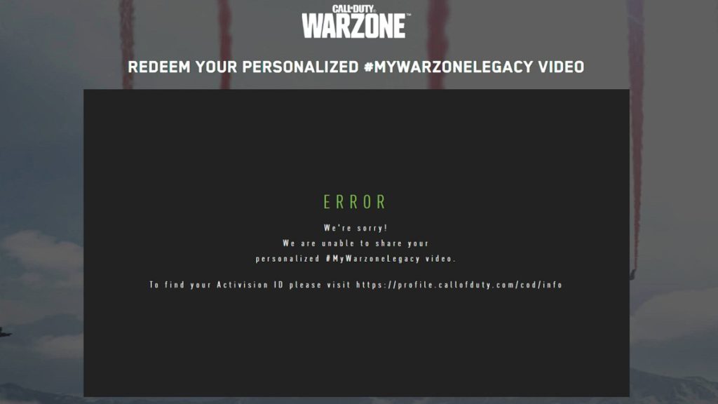 My Warzone Legacy error code