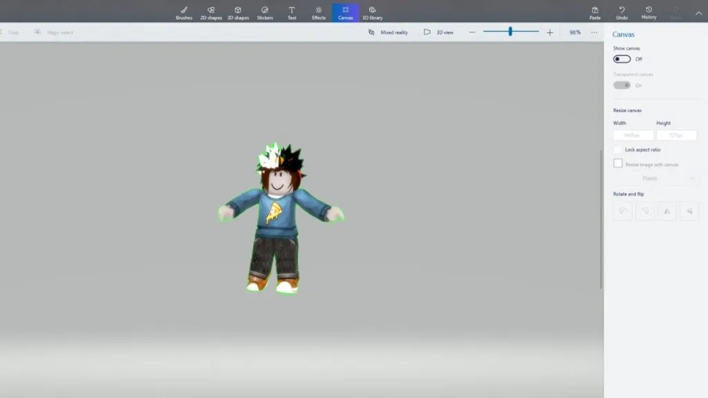 Roblox screenshot in Paint 3D