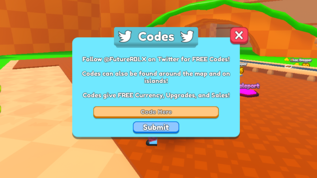 Roblox Chocolate Factory Tycoon Codes Screen