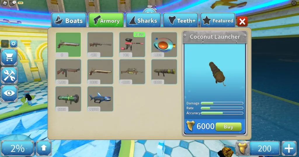 coconut launcher in sharkbite 2