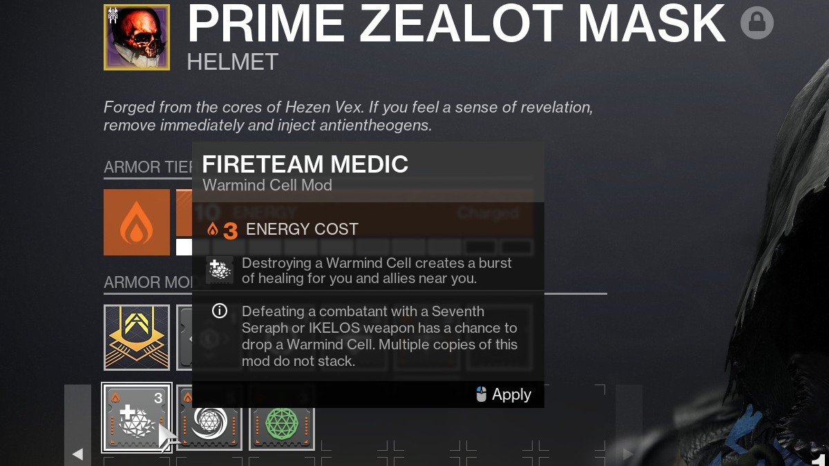 Destiny 2 Fireteam Medic mod explained - mod in inventory.