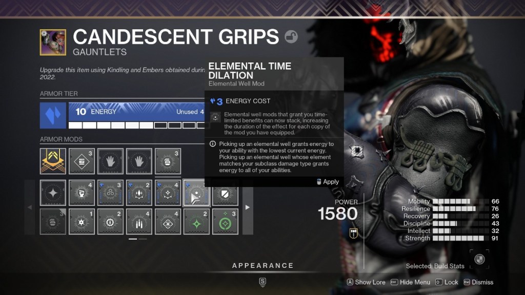 Destiny 2 top 15 armor mods - Elemental Time Dilation in inventory.