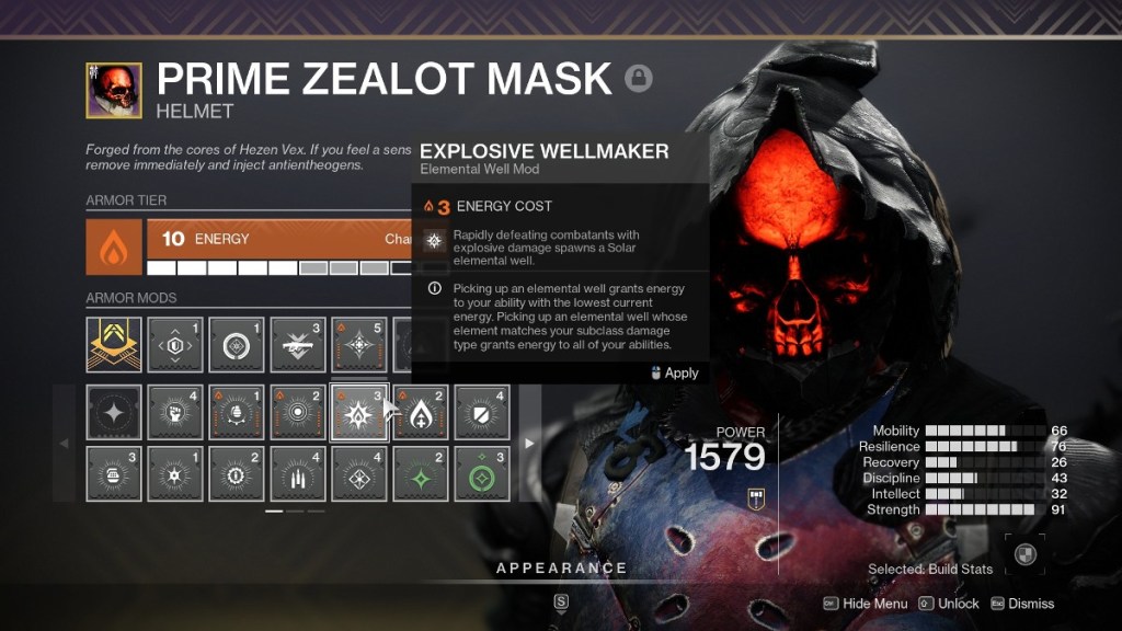 Destiny 2 top 15 armor mods - Explosive Wellmaker in inventory.
