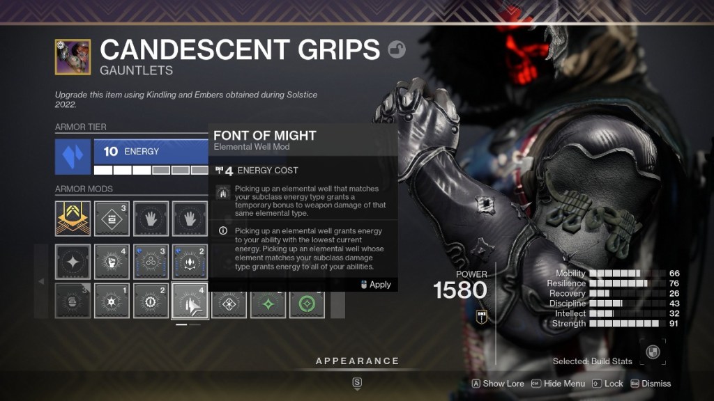 Destiny 2 top 15 armor mods - Font of Might in inventory.