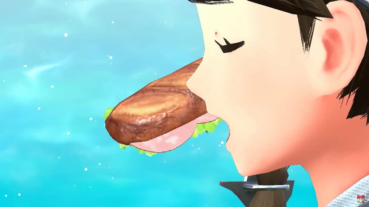 Pokémon trainer eating sandwich