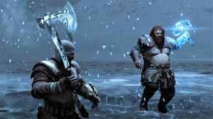 Kratos vs Thro in god of war ragnarok screen grab
