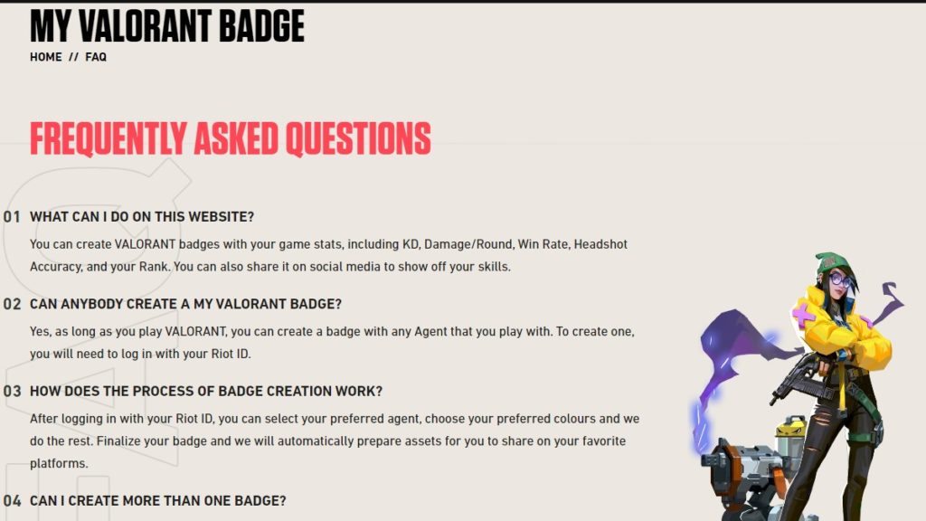 My VALORANT Badge FAQ page. 