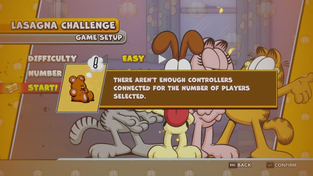 not enough controllers in Garfield Lasagne Party