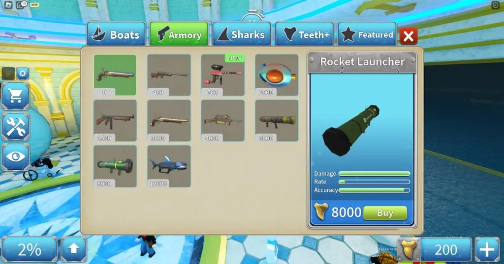 rocket launcher in sharkbite 2