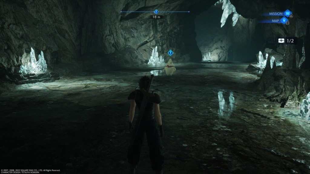 a young man with short black hair stands in a cave in front of a strange, white creature with a large mouth