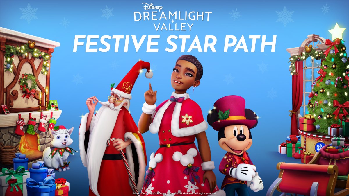 A character, Merlin, and Mickey is festive attire