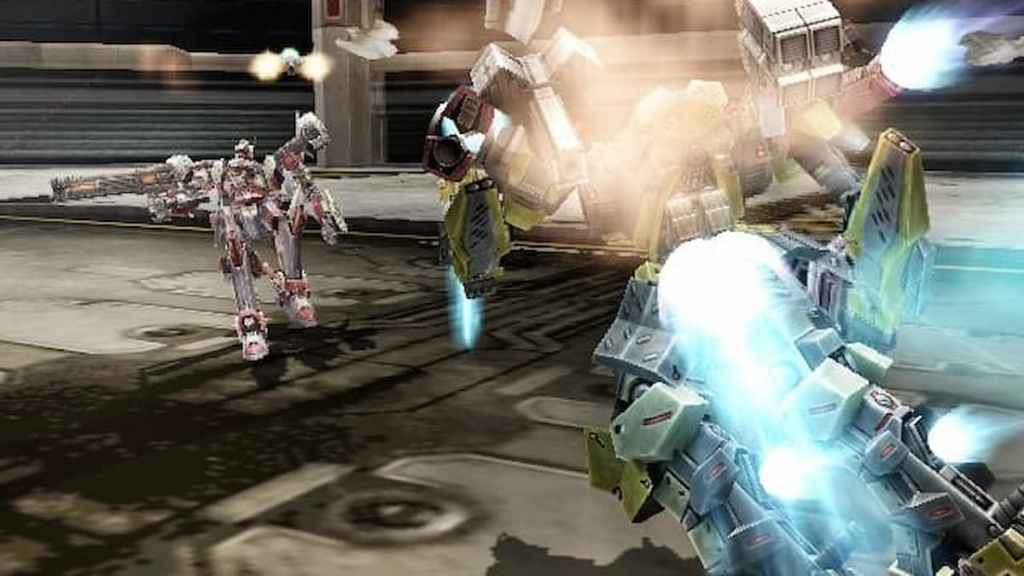 Fighting Robots in an Arena in Silent Line Armored Core