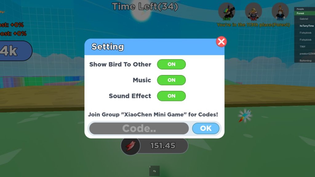 Flappy Bird Race Settings Screen