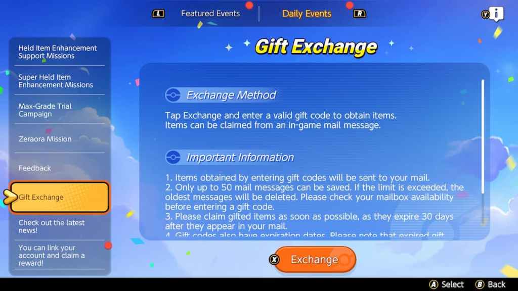 Gift Exchange in Pokemon Unite