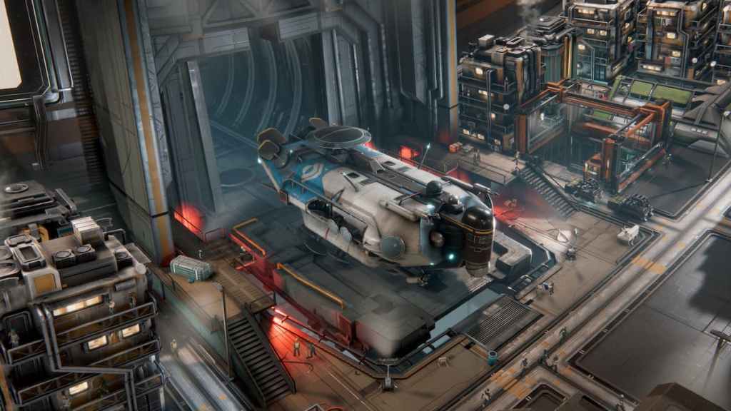 Dolos AEC spaceship in hangar in one of the IXION Sectors