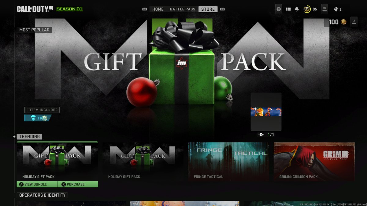 MW2 Gift Pack screen
