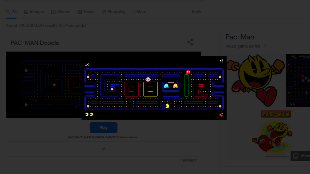 Pac Man on Google