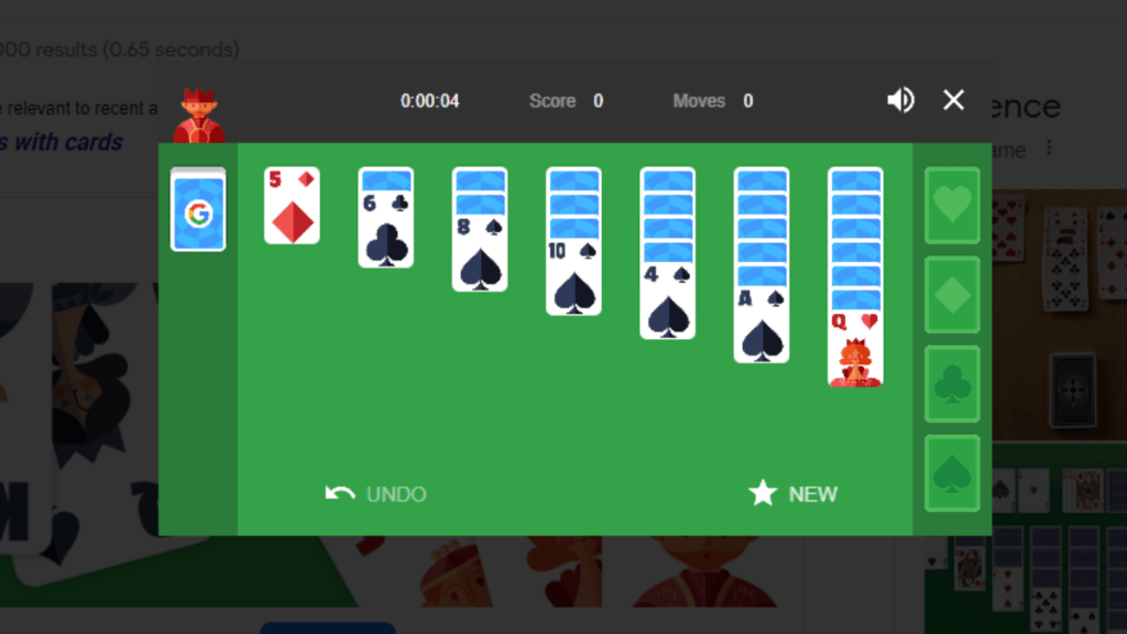 Playing Solitaire on Google