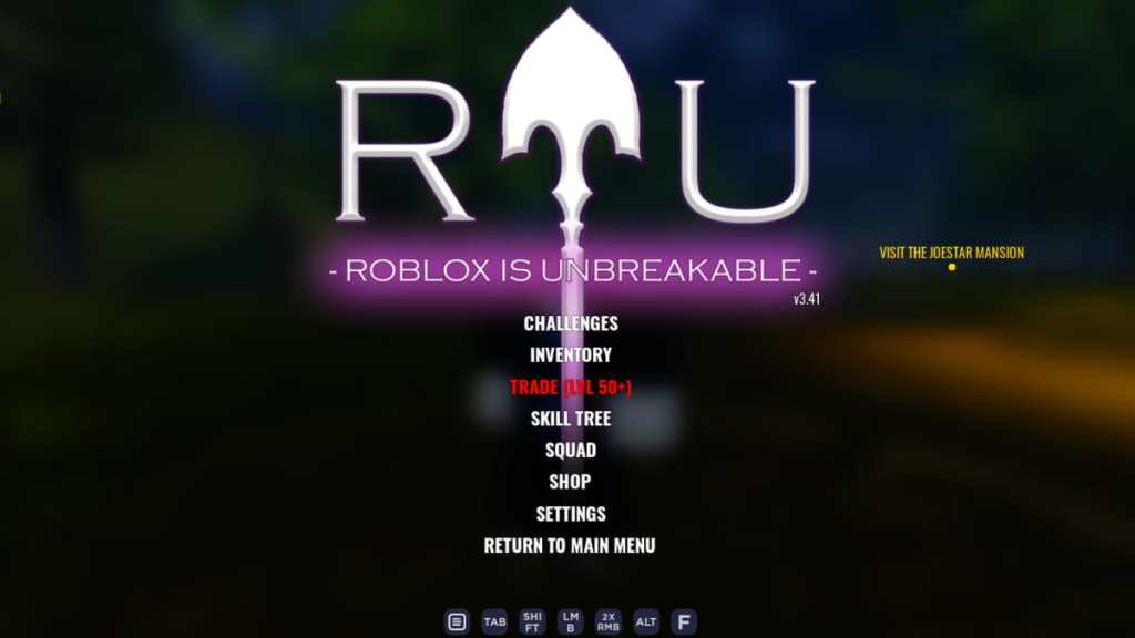 The options menu in Roblox Is Unbreakable