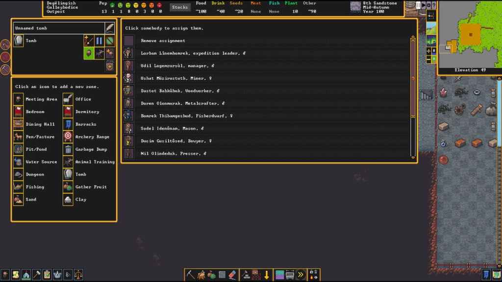 assigning tomb in dwarf fortress