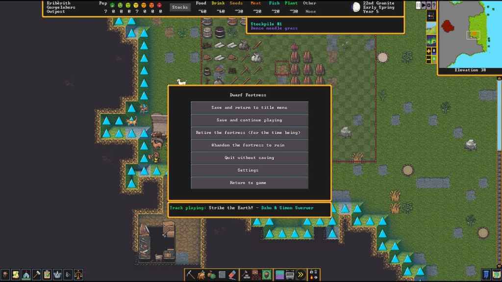 pause menu dwarf fortress