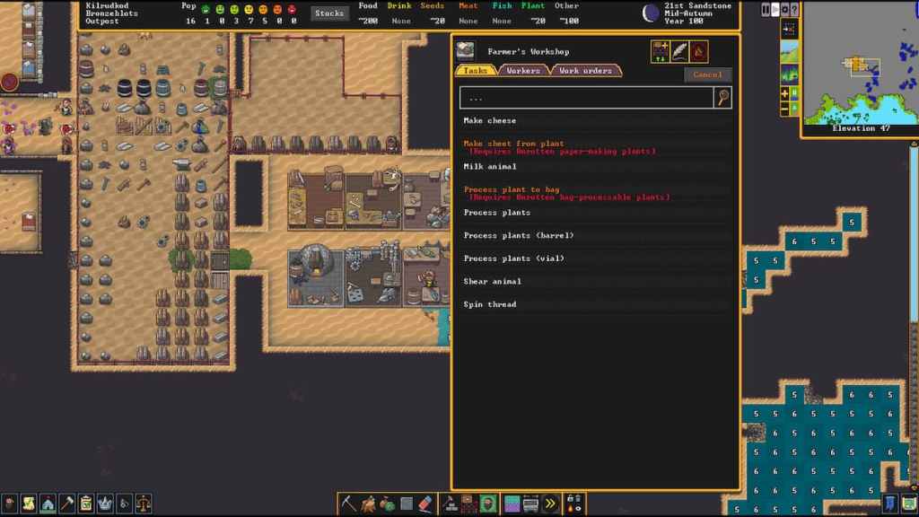 preparing food in dwarf fortress