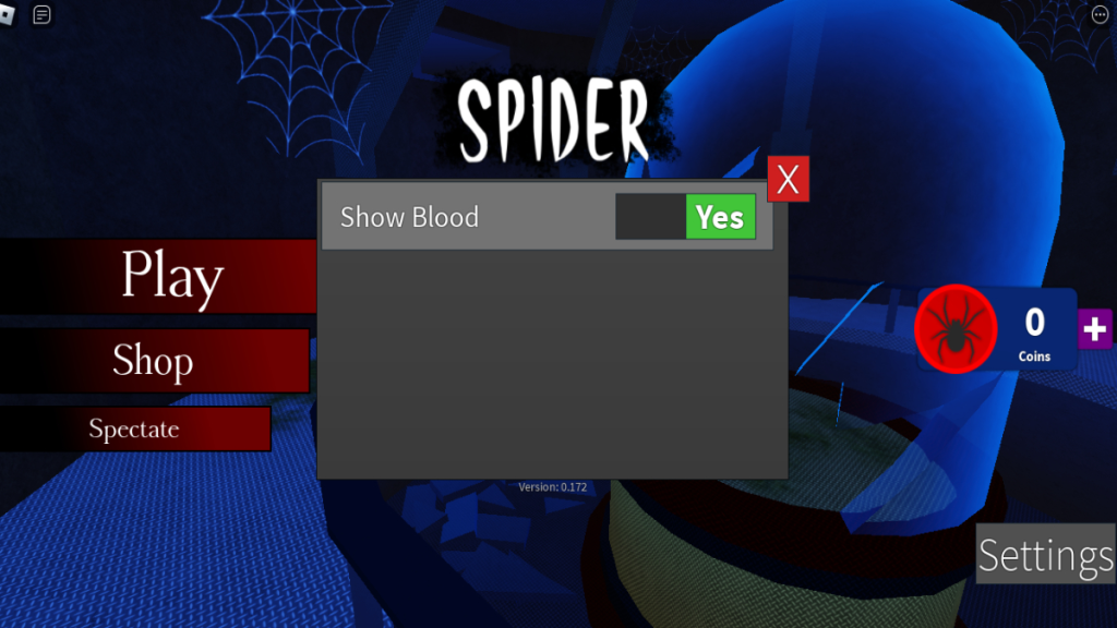 Blood Settings in Roblox Spider