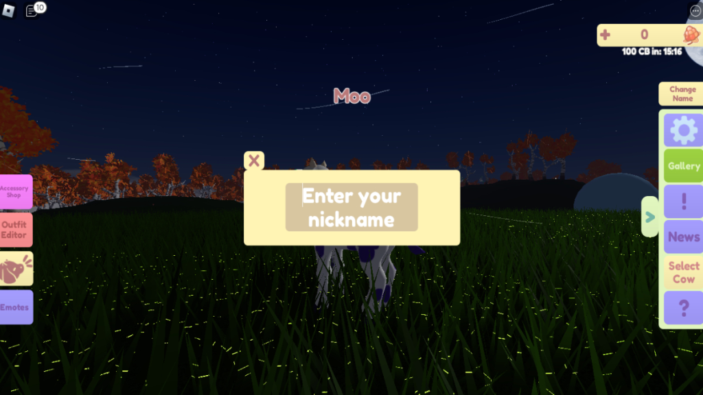 Change Nickname in Roblox Moo