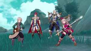 Four characters from Fire Emblem Engage on field.