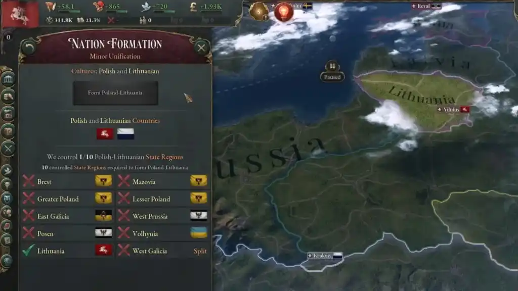 Nation Formation Tab in Victoria 3