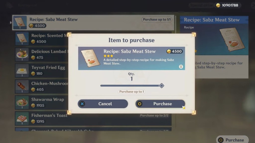 How to make sabz meat stew in Genshin Impact