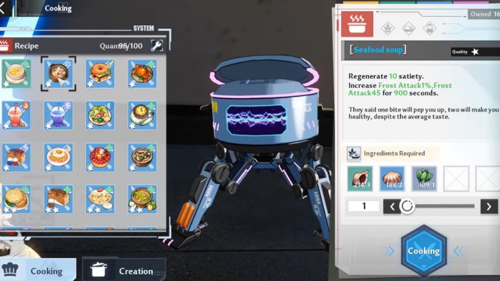 Best frost attack and resistance recipes in tower of fantasy