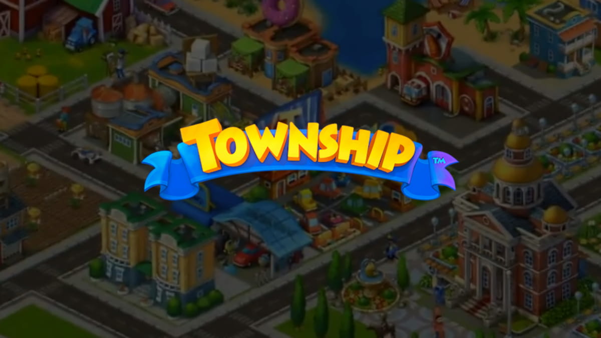 Township written on a background showing a town in the game.