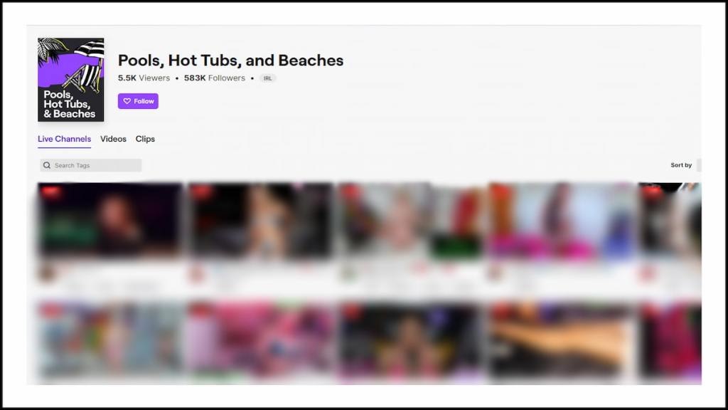 Videos in Twitch's Hot tubs category.