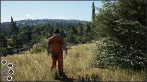 Scum Screenshot, standing character with grass and trees around