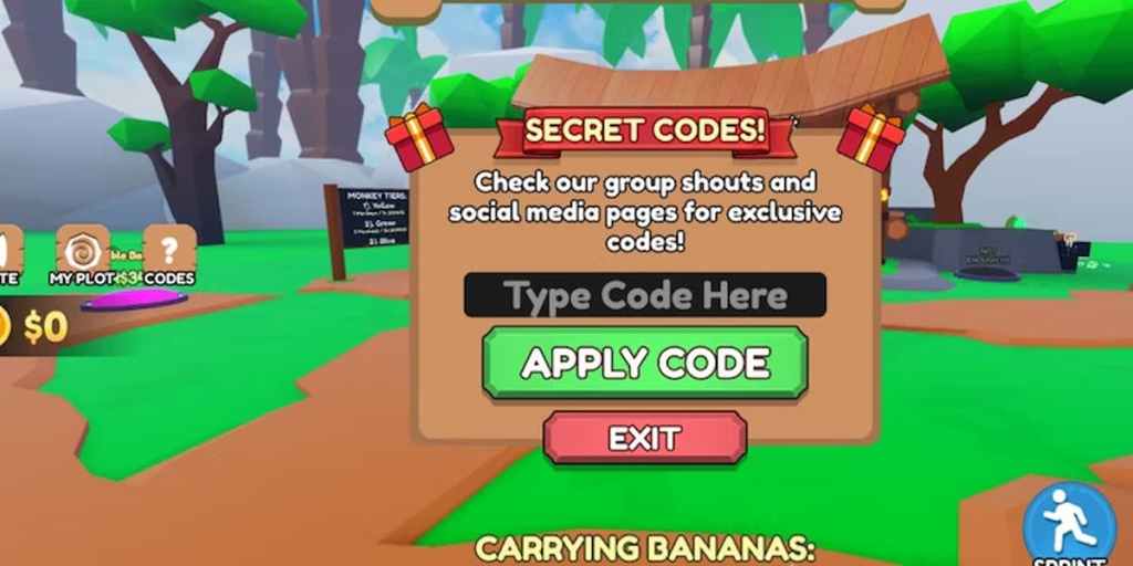 code window for monkey tycoon in roblox