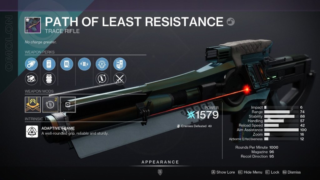 Destiny 2 double special weapon loadout - Path of Least Resistance in inventory. 