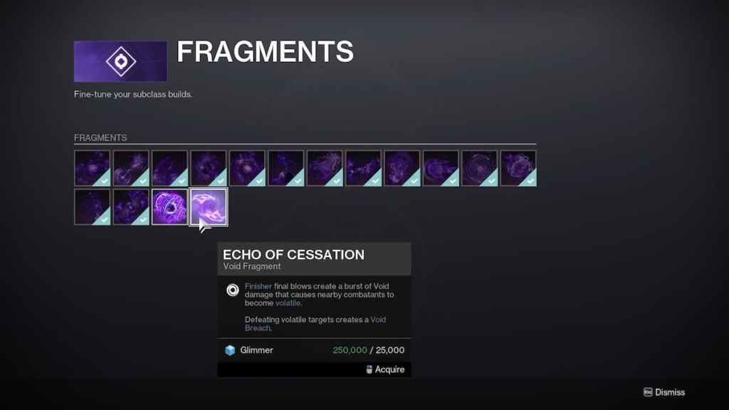 How to get Echo of Cessation in Destiny 2 - Fragment for sale.