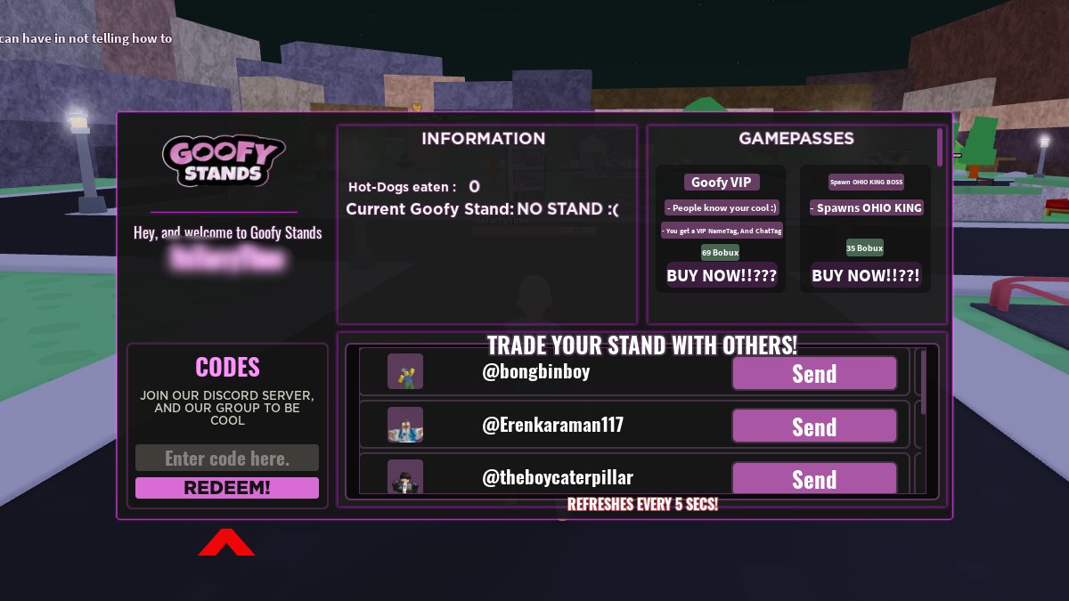 Goofy Stands Codes Gamer Journalist